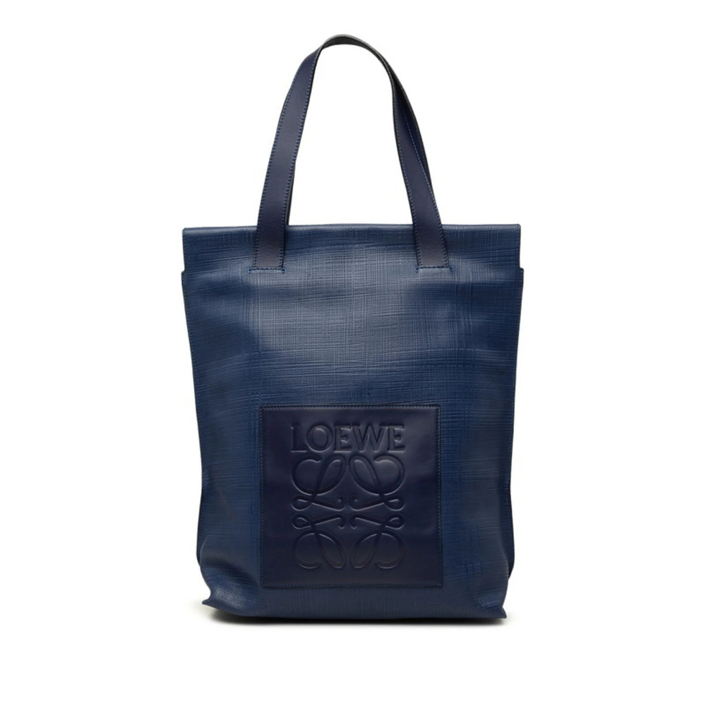 Loewe Anagram Shopper Tote Bag, Blue Leather, Women's LOEWE